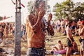 Woodstock Poland Rock festival visitor taking shower